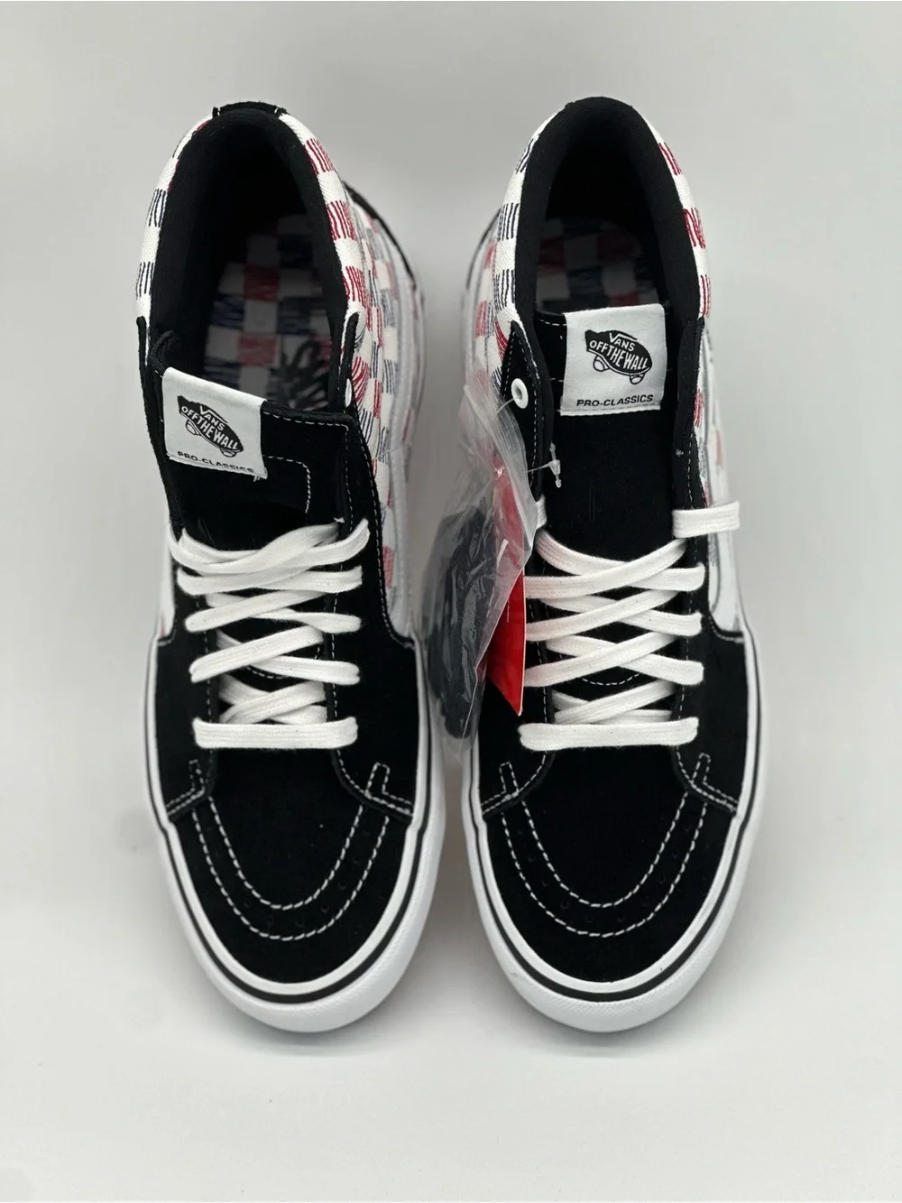 Vans Sk8-Hi Checkerboard High-Top Sneakers - Black/White/Red